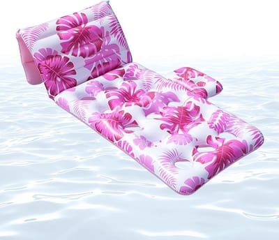 Zwembaddrijver met Rugleuning - Opblaasbare ligstoel - Ontspannen op het water - Ingebouwde bekerhouder - 160 x 80 cm - Roze