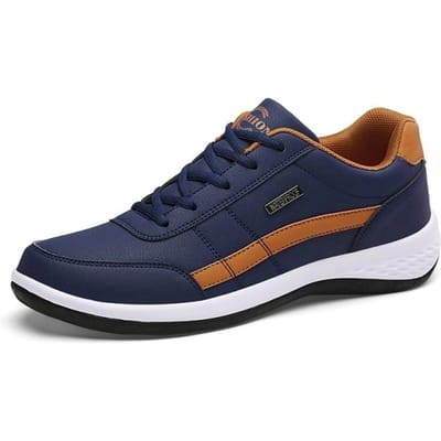 Sale Heren Leren Casual Schoenen Mode Sneakers Heren Ademend Antislip Gevulkaniseerde Wandelschoenen Grote Maat 48 40 blue