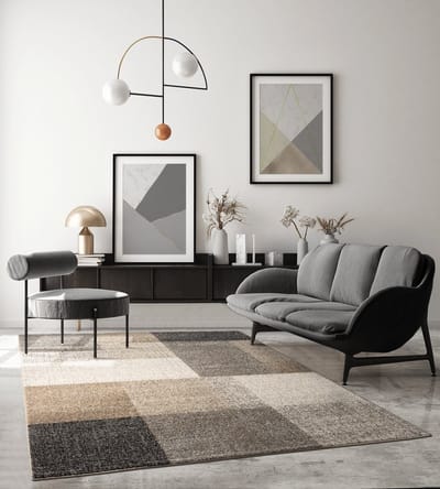 the carpet Pearl – modern vloerkleed voor woonkamer & slaapkamer met blokpatroon, beige, 80 x 140 cm