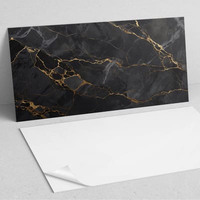 Coloray Wandpanelen Zelfklevend - Elegant marmer met aderen PVC Wandpaneel - 100 cm x 50 cm - Zwart Wandbekleding Zelfklevend - 1 stuk - Texturen Wandpanelen Zelfklevend - Keuken Wandpanelen - Wandpanelen Badkamer