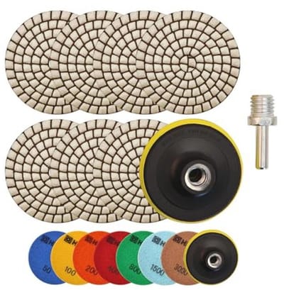Polijstpads voor Diamanten en Marmer - 9 stuks Set met Schuurpads en Adapter voor Graniet en Kunststeen