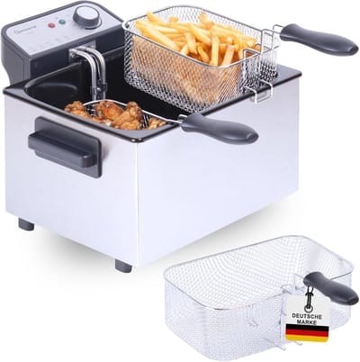 XXL Frituurpan met 3 Manden en 5 Liter Inhoud - Koudesone en 3000 Watt