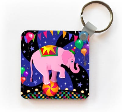 Sleutelhanger - Uitdeelcadeautjes - Een vectorillustratie van een baby olifant in het circus - Plastic