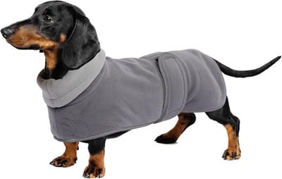 Warm Thermisch Gevoerd Dackel Jacket met Fleece Voering voor Buiten, Verstelbare Hondenkleding voor Miniatuur Dackels in Grijs - Ideaal voor Koude Dagen en Wandelen