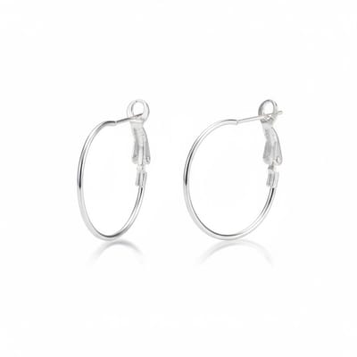 Aramat Jewels | Oorbellen | Metalen Oorringen Zilverkleurig 25mm Klapscharnier | | | |2mm | Staal | Volwassenen, Kinderen | Verkleurd niet