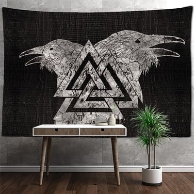 Viking Wandtapijt Wandhanger Decor Huis Kamer Hekserij Hippie Mandala Astrologie Behang Slaapkamer STUDENTENHUIS Tarot Zon Maan Aangepast 95x70cm