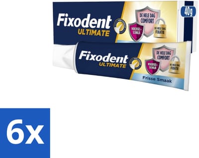 6 x Fixodent – Kleefpasta – Ultimate Fresh – 40 g - Kleefpasta Kunstgebit - Fixatie Kunstgebit - Voedselresten Voorkomen - Frisse Muntsmaak - Draagcomfort Kunstgebit