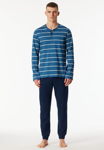Lange pyjama knoopsluiting donkerblauw - Casual Nightwear 56