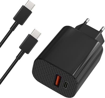 Oplader + USB-C-kabel van 1 meter Geschikt voor Karcher-raamreinigers WV8 Signature Line/ WV5 Ultra Care/WV 3 Comfort Care/WV 3 Comfort Precision+ Black/WV 2 Universal Care - 12W-voedingsadapter met 1 USB-poort en 1 USB-C-poort Phonillico®