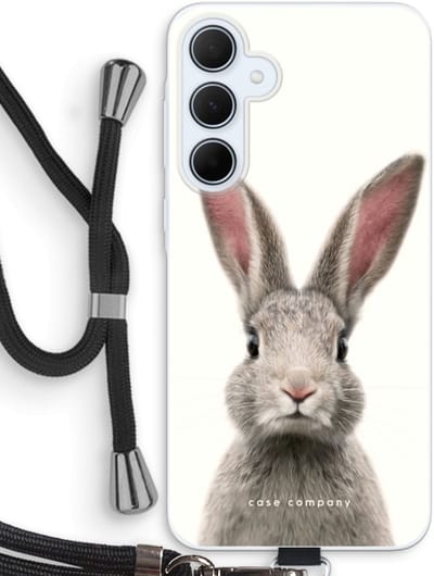 Case Company® - Hoesje met koord geschikt voor Samsung Galaxy A35 hoesje met Koord - Daisy - Telefoonhoesje met Zwart Koord - Bescherming aan alle Kanten en Over de Schermrand