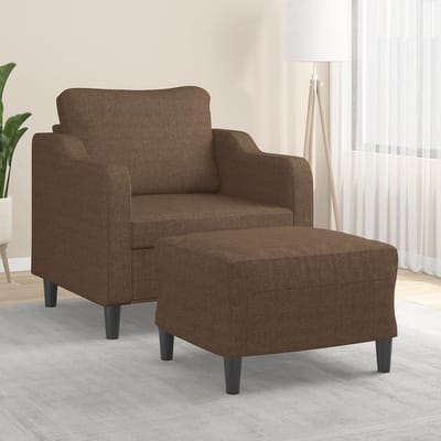 vidaXL - Fauteuil - met - voetenbank - 60 - cm - stof - bruin