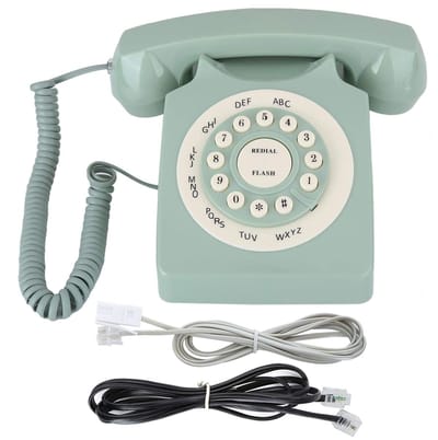 Allecto - Vintage vaste telefoon - Roterende wijzerplaat - Antieke uitstraling - Groen - Thuis telefoon - Geschikt voor thuiskantoor - Klassiek design