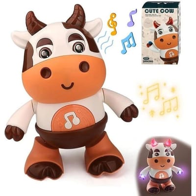 Dansende Koe Baby Speelgoed Zingende en Dansende Kleine Koe Elektrische Pop Interactief Muziek Kruip Speelgoed Peuter Sensorisch Educatief Speelgoed orange