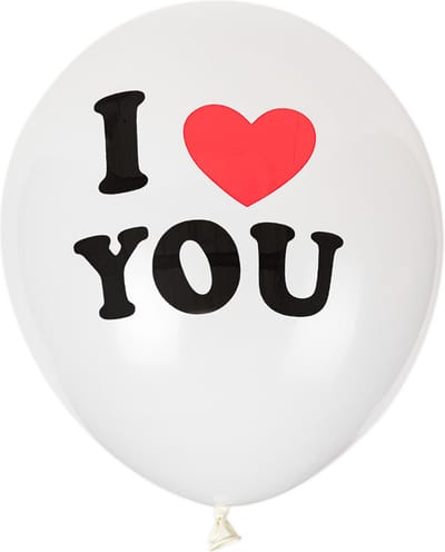 Ballonnen 8 stuks wit met tekst  I love you - ballon met hart - ballon met rood hartje