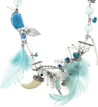 Behave - Ketting Dames Boho Stijl - Blauwe Veer - Festivalaccessoire
