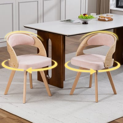 Eetkamerstoelen - Set Van 2 - Roze - draaibaar - Eetkamerstoel - Eettafelstoel - Eetkamerstoelen - Stoel - Linnen - Beukenhout Poten - Modern Design