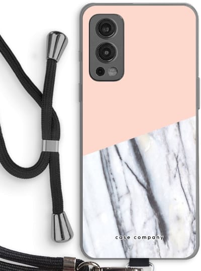Case Company® - Hoesje met koord geschikt voor OnePlus Nord 2 5G hoesje met Koord - A touch of peach - Telefoonhoesje met Zwart Koord - Bescherming aan alle Kanten en Over de Schermrand
