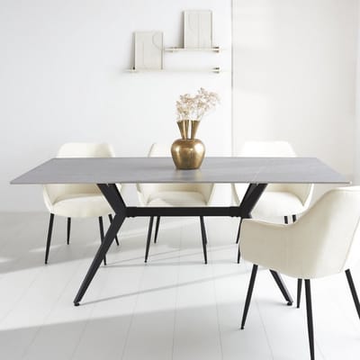 Dimehouse Eettafel Grace Sintered Stone Marmerlook Grijs 170 x 90 x 76 cm - Marmer - Modern - Rechthoek