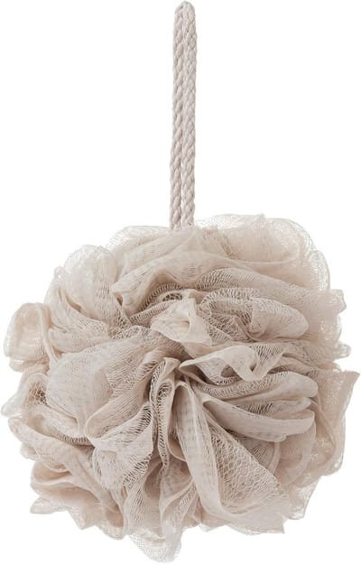 Badspons - Badbal - Bodyscrubber - Loofah - Douchespons - Exfoliërende badbal - Bevordert een gezonde huidvernieuwing - Geschikt voor de gevoelige huid - Gemakkelijk schoon te maken - 1 stuk - Khaki