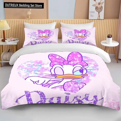 Disney Donald Daisy Duck Beddengoed Collectie met Print Zacht Cartoon Dekbedovertrek Dekbed Kussensloop Jongens Meisjes Kinderen Volwassenen King Cadeau 155x215cm 3pcs