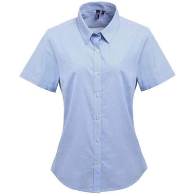 Premier Dames/Dames Gingham overhemd met korte mouwen (Lichtblauw/Wit)