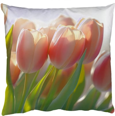 Sierkussens - Kussentjes Woonkamer - 50x50 cm - Tulpen - Roze - Zonnestralen