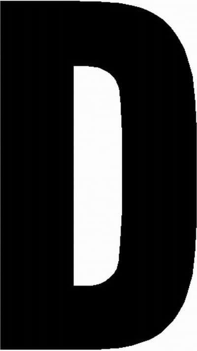 Lettersticker D ZWART 10x5cm, plakletter, huisnummersticker, toevoeging huisnummer