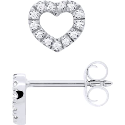 Oorbellen Diamond White Gold Hearts 0080 Cts