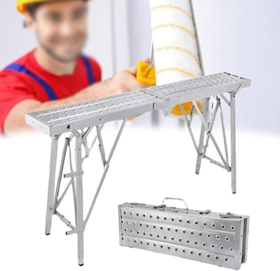 Vouwsteiger Werkplatform - Opstapladder - Klus Klussen - In Hoogte Verstelbaar - 140cm - Metaal