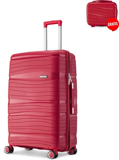 SC Travelin' Charm Handbagage Koffer – 40L – Cijferslot – 35x21x54 cm – Lichtgewicht & Duurzaam – Inclusief Gratis Pouch – Rood V2