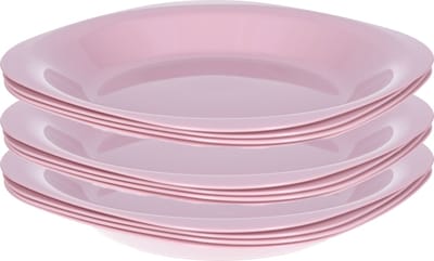 Plasticforte Verjaardag/kinderen/camping borden - 12x stuks - Dia 21 cm - roze - kunststof - onbreekbaar