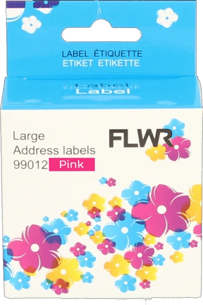 FLWR Dymo 99012 adreslabel 89 mm x 36 mm roze