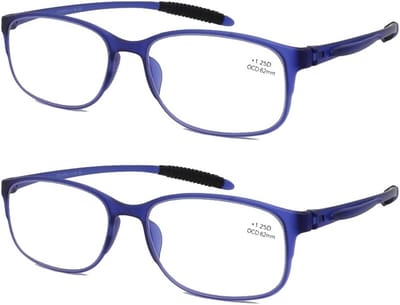 Leesbril 2-pack - Leesbril met etui - Comfortabel Lezen - Blauwlichtfilter - Breedte 134 mm - Transparant