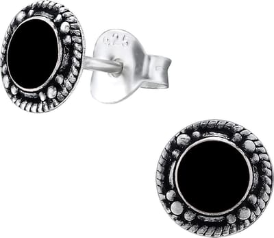 Amanto Oorbellen Frankie Black - 925 Zilver E-Coating - ∅7mm