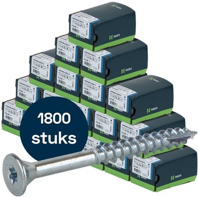 Radix Torx 25 Spaanplaatschroef - Platkop + Snijpunt - 6,0 x 60mm/36 - Verzinkt - Deeldraad (1800 stuks) VOLLE DOOS!