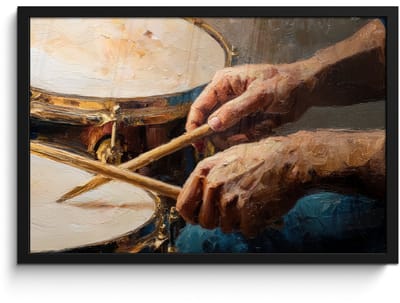 Poster in lijst - Fotolijst 60x40 cm - Posters - Drumstokken - Olieverf - Man - Posterlijst zwart - Decoratie - Wanddecoratie woonkamer - Muurdecoratie slaapkamer