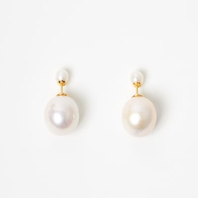 Unique Treasure Perla Stud Oorbellen – 925 Sterling Zilver 18K Verguld – Echte Barok Zoetwaterparels – Luxe Dames Oorknoppen – 1 Paar