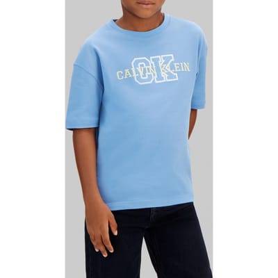 Calvin Klein Boys Varsity Logo Ss T-shirt Provence Maat: 8 | T-Shirts Outlet | Unisex | Blauw
