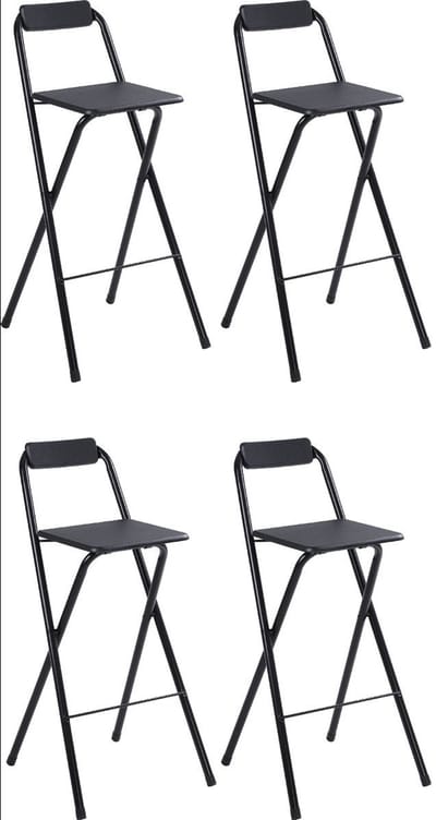 Alora inklapbare barkruk - per 4 - barkrukken met rugleuning - Opvouwbare barkrukken set van 4 - opklapbaar - zwart - outdoor - barstoel - klapstoel - inklapbaar - met voetsteun - camping - barkruk buiten