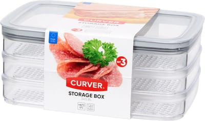 Curver Vleeswarendoos - 3x- 0.8 L - 22.5 x 15.5 x 9 cm - Inclusief deksel - Opbergdoos - Storage box - Beleg - Kunststof