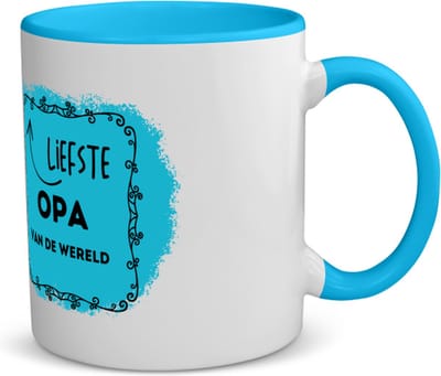 Akyol - liefste opa van de wereld koffiemok - theemok - blauw - Opa - de liefste opa - verjaardag - cadeautje voor opa - opa artikelen - kado - geschenk - 350 ML inhoud