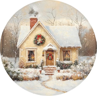 Badmat rond 70x70 cm - Antislip - Kerst - Huis - Winter - Sneeuw - Badmatten voor badkamer - Badkamermat - Douchemat - Ronde badkamer mat