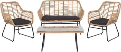MINORI - Loungeset voor 4 - Natuurlijk - PE rotan