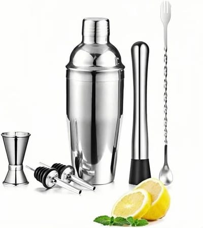 set 750 ml cocktailshaker Martini shaker met ingebouwde zeef - professionele barkeeperset incl. maatbeker, likeur-cobbler-shaker roestvrij stalen barshaker voor het maken van
