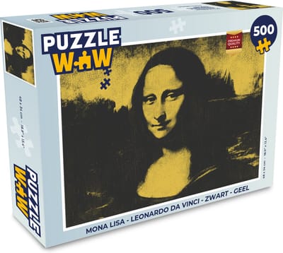 Puzzel Mona Lisa - Leonardo da Vinci - Zwart - Geel - Legpuzzel - Puzzel 500 stukjes