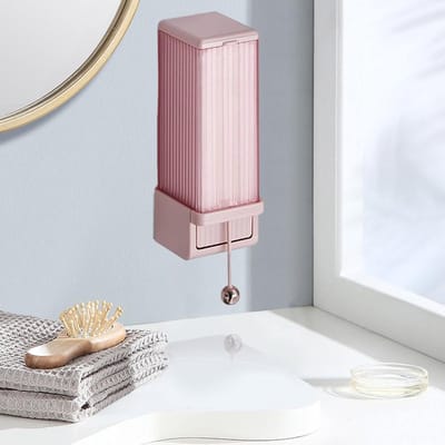 Wattenschijfjes Dispenser - Opbergdoos Houder - Badkamer Organiseren - Stofdicht Ontwerp - 20 cm Lengte - Roze
