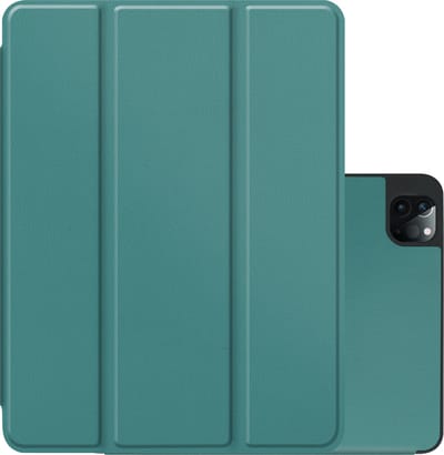 Hoes - Geschikt voor Apple iPad Pro (2022) - 12.9 inch - Dun & Stevig - Trifold Bookcase - Hard Cover Case - Met Uitsparing Geschikt voor Apple Pencil - Hardcover Book - Tablet Hoesje - Donkergroen