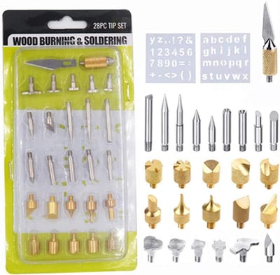 Houtbrand Gereedschap - Pyrografie Set - Hout Bewerken - 28 Delige Set - Goud Zilver