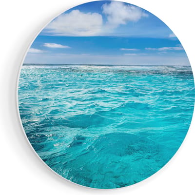 Artaza Forex Muurcirkel Blauwe Caribische Zee Water - 40x40 cm - Klein - Wandcirkel - Rond Schilderij - Wanddecoratie Cirkel
