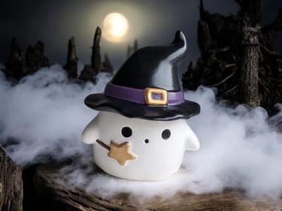 Handgemaakt Spookje Potje met Heksenhoed – Bewaarpotje / Waxinelichthouder – Halloween Decoratie – Handgemaakte Cadeau van Little1Gifts